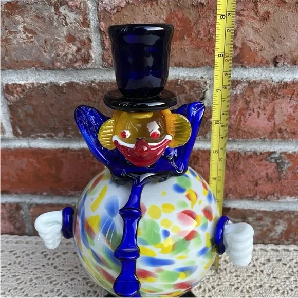 Vintage Art Glass Clown Figurine Taper Candle Holder - Picture 13 of 15